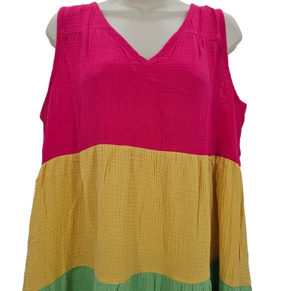 Marine Layer Womans size L Corinne Maxi Dress Rainbow Colorblock Sleeveless NEW - Picture 2 of 8